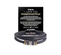 Vurotry To My Son Bracelet To My Son Bracelet From Dad To My Sons Bracelets From Mom Layered Braided Rope Bracelets Black leather bracelet for Men Jewelry, 8.3 IN, Woven rope, no gemstone