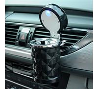 Vurtne Auto Car Ashtray Portable with Blue LED Light Ashtray Smokeless Smoking Stand Cylinder Cup Holder (Black)