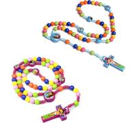 VURYAPI 2 Pieces Colorful Beads Rosary Beads Learning to Pray for Children with Velvet Gift Bag Easter Gift Catholic Christening Gift