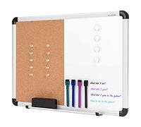 VUSIGN Combination Magnetic Whiteboard & Corkboard, 17" x 23", Wall Mounted Notice Bulletin Board Dry Erase/Cork Board Combination with Aluminum Frame