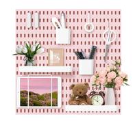 VUSIGN Pegboard Combination Wall Organizer Kit, 4 Pieces Pegboards and 17 Accessories Modular Hanging, Wall Mount Display Peg Board Panel Kits for Bedroom, Home, Office, Bathroom, 22" x 22", Pink