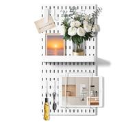 VUSIGN Pegboard Combination Wall Organizer Kit, Wall Mount Display Pegboard Panel Kits for Bedroom, Study, Office, Bathroom, 2 Pieces Pegboards and 10 Accessories, 11" x 22", White