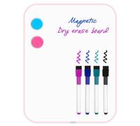 VUSIGN Small Magnetic Whiteboard 22 x 28 cm - Mini Dry Erase Board for Wall, Fridge & Locker - Includes Markers, Magnets & Mounting Kit - Ideal for Kids, Students, Home, Office, Pink