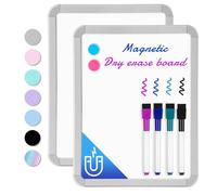 VUSIGN Small White Board Dry Erase, 22 x 28 cm Magnetic Dry Erase Board, Mini Whiteboard with Markers for Kids, Students, Fridge, Wall, Locker, 2 Pack