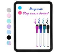 VUSIGN Small White Board Dry Erase, 8.5'' x 11'' Magnetic Dry Erase Board, Mini Whiteboard with Markers for Kids, Students, Fridge, Wall, Locker, Black