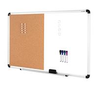 VUSIGN White Board and Cork Board Combination, 24" x 36" Dry Erase Board and Corkboard Combo for Home or Office, Wall Mounted Notice Bulletin Board with Aluminum Frame