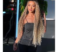 vustbeauty 9 Packs Bohemian Box Braids 24 Inch Goddess Box Braids Crochet Hair with Curly Tips Bohemian Synthetic Hair for Women (24 inch), 2