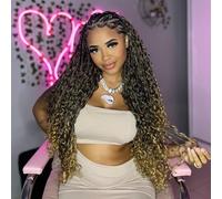Vustbeauty Bohemian Synthetic Hair Extensions for Women 9 Bundles 24 Inch Boho Braids with Curly Ends Goddess Box Braids Crochet Braids 24 Inch