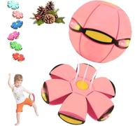Vutlace Magic Ball, Kid's Magic Metaball, 2-in-1 Bouncing Ball with 6 Light, Magic Flying Saucer, Dual Form Freely Switchable, Parent-Child Interaction, Suitable for Indoor & Outdoor Use (Light Pink)