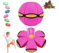 Vutlace Magic Ball, Kid's Magic Metaball, 2-in-1 Bouncing Ball with 6 Light, Magic Flying Saucer, Dual Form Freely Switchable, Parent-Child Interaction, Suitable for Indoor & Outdoor Use (Pink)