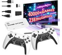 Vutlace Wireless Retro Game Console, Gaming Stick 4k HDMI Output Built-in 40,000+ Games 23 Emulators, 2.4GHz Wireless Controllers, Plug & Play Video Games with 128G TF Card for TV (White1)