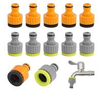 VUTYNKO 12 Pcs Garden Tap Connectors, 1/2 & 3/4 Inch Hose Tap Connecto | with Internal Thread, 2-in-1 Tap Connector Adapter Set Threaded Faucets for Home Washing Machine Yard Irrigation