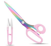 Vutyvve Fabric Scissors, Stainless Steel Titanium Plated Sewing Scissors, Heavy Duty Tailor's Scissors for Cutting Fabric, Clothing, Textiles, Sky Blue 9.2 Inch Scissors, Thread Scissors, Set of 2