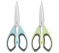 Vutyvve Kitchen Scissors, Multi-Purpose Heavy Duty Meat and Poultry Shears, Sharp Stainless Steel Blade Kitchen Scissors, Dishwasher Safe, Light Green/Azure, Pack of 2