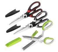 Vutyvve Kitchen Scissors, Multi-Purpose Heavy Duty Meat & Poultry Shears, Multi-Edge Scissors, Stainless Steel Blades, Dishwasher Safe, Black/Red/Green, Set of 3