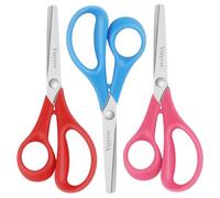 Vutyvve Left Handed Kids Scissors, Safe Children's Scissors with Blunt Stainless Steel Blades for Children 3-5 Years and Older for Use at School and at Home, Red, Pink and Sky Blue, 3 Pieces