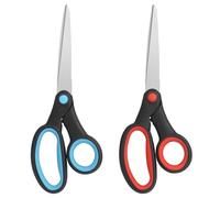 Vutyvve Left-Handed Scissors, 2 Pieces 8-Inch Stainless Steel Scissors Set with Soft Grip for Home, School, Office, Sewing Fabrics, Red/Blue