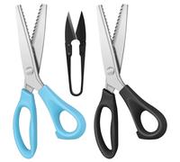 Vutyvve Pinking Shears, Professional Tailor Sewing Craft Serrated Cutting Blades, 2 Pairs of 9.2-Inch Lace Scissors, 1 Pair of 4.1-Inch Thread Cutting Pliers, Sky Blue, Black, Set of 3