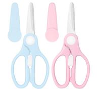 Vutyvve Stainless Steel Food Kids Scissors Set with Travelling Storage Case, Ideal for Cutting Meat, Pasta, Vegetables, Pink/Blue.