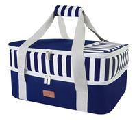 Vuudh Casserole Carrier Bag - Double Decker Food Bag, Insulated Casserole Carrier for Hot or Cold Food, Lasagna Holder Tote for Picnics,Beaches,Traveling or Gifts (Blue)