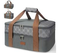 Vuudh Expandable Casserole Carrier Bag - Double Decker Food Bag, Insulated Casserole Carrier for Hot or Cold Food, Lasagna Holder Tote for Picnics,Beaches,Traveling or Gifts