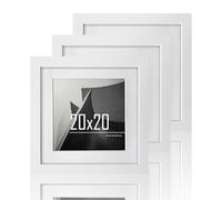 VUVUZULA Picture Frame 20 x 20 cm White Square Wooden Photo Frame MDF Frame with Mount 15 x 15 cm Set of 3