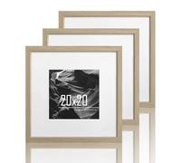 VUVUZULA Picture Frame 20 x 20 cm Wooden Frame Set of 3 Oak Square Photo Frame MDF Frame with Mount 12 x 12 cm Natural