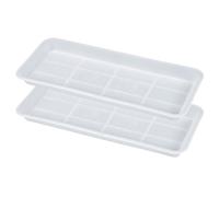 VUWEZ 2 Pack of Plastic Plant Tray Saucer Rectangular 17 18 inch, Planter Trays Saucers for Indoors Outdoor, Plant Water Drip Tray for Flower Pot Planter, Windowsill Trays (7.8 X 17.5'', Clear)