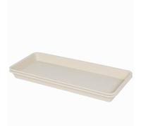 VUWEZ 2 Pack of Plastic Plant Tray Saucer Rectangular, Pot Trays Saucers for Indoors Outdoor, Plant Water Drip Tray for Flower Pot Planter, Windowsill Planter Trays (6.5 X 13 Inch, Beige)