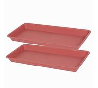 VUWEZ 2 Pack Rectangular Plastic Plant Saucer - 14.5" Terracotta, Indoor/Outdoor Plant Tray with Drip Protection