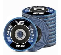 vuwo Professional Flap Disc for Metal - Flap Sanding Disc, Pack of 10, 125 mm x 22.23 mm Grain 60 Sanding Discs, T29 Roughing Discs, Flap Discs of Wood, Metal, Steel and Precise