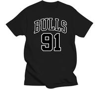 VUXKCY PixHe Bulls 91 T-Shirt 91 Bulls T-Shirt Dennis Rodman T-Shirtens Black