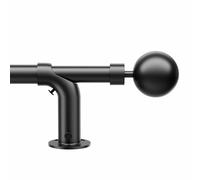 Vuynuxs Adjustable Blackout Curtain Pole - Curved Design 76-208cm (30-83"), 22/25mm Heavy Duty Metal with 60mm Ball Finials for Eyelet Curtains,Black
