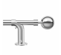 Vuynuxs Adjustable Blackout Curtain Pole - Curved Design 76-350cm (30-138"), 22/25mm Heavy Duty Metal with 60mm Ball Finials for Eyelet Curtains,Brushed Nickel
