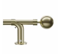 Vuynuxs Adjustable Blackout Curtain Pole - Curved Design 76-350cm (30-138"), 22/25mm Heavy Duty Metal with 60mm Ball Finials for Eyelet Curtains ,Antique Brass