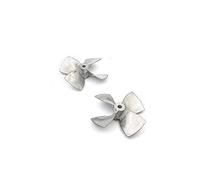 Vuzmode 1Pair Bait Boat Zinc Alloy 4-blade Propellers D44/D55/D60mm CW CCW Metal Propellers 4.0mm Hole Aperture Props, For RC Jet Boats Boat Propeller Metal(D44mm)