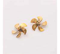 Vuzmode 1pair DIY Model Dia 52mm 5 Blades Paddle Inner Hole M4 Thread Copper Brass Welding Propeller, For Remote Control RC Boat Ship Boat Propeller Metal