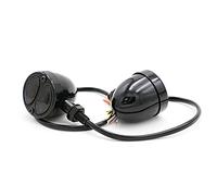 Vuzmode 2 Pcs LIGHT Turn Signals, for Harley, Cruiser Chopper Cafe Racer Vintage Indicator 12V Amber Mark Lamp Black Chrome Housing Moto Riding Signal Indicator(Black)