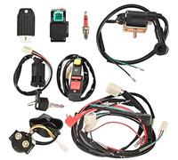 Vuzmode Full Wiring Harness Loom Solenoid Relay Spark Plug Coil Regulator CDI, for 4 Stroke ATV 50cc 70cc 90cc 110cc 125cc Dirt Pit Bike Buggy Quad Electric Start Engine CDI Ignition Kit