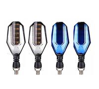 Vuzmode Light Turn Signals Motorcycle Flashing Lights Waterproof Tail Blinkers Brake DRL Stop Signal Lamp Moto Riding Signal Indicator(2white 2 blue)
