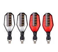 Vuzmode Light Turn Signals Motorcycle Flashing Lights Waterproof Tail Blinkers Brake DRL Stop Signal Lamp Moto Riding Signal Indicator(2white 2 red)