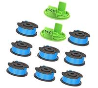 Vuzmode Line String Trimmer Spool, for Greenworks, 1.65mm Dia 4.9m Long Trimmer Spool Grass Trimmer Line, for Greenworks, 24V G24LT, G24LTK2, G24LT30M, G24LT30MK2 (8 Spool+2 Cover) Lawn Mower Spool