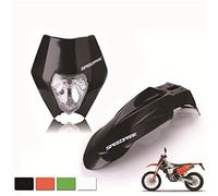 Vuzmode Motorcycle Dirt Bike Motocross Supermoto Universal Headlight Fairing And Front Fenders, for Motorcycle Indicator Light(Black)