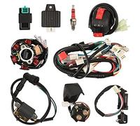 Vuzmode Quad Wire Harness Complete Electrics 6 Pole Stator Coil Wiring Harness Solenoid Relay Spark Plug, for 4 Stroke ATV 50cc 70cc 90cc 110cc 125cc Pit Quad Dirt Bike Buggy Go Kart CDI Ignition Kit