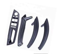 Vuzmode RHD LHD Inner ABS Outer Leather Cover Door Pull Handle Inside Armrest Trim Panel Assembly, for BMW, X5 X6 E70 E71 2007-2013 Replacement Door Panel Handle(Black LHD-CF-Hige)