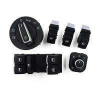 Vuzmode Side Mirror Headlamp Headlight Window Switch Button, for Volkswagen, for VW, CC, for Tiguan, for Passat B6 B7, for Golf 5 6, for Jetta MK5 Car Side Mirror Switch(Old style)