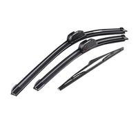 Vuzmode Wiper Front & Rear Wiper Blades Set Kit, for Kia, Cee'd Ceed ED 2010-2012 Windshield Windscreen 24"+18"+12"E2 Rear Wiper Blade(BLACK Right hand drive)