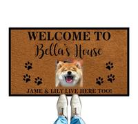 VUZUCOSH Personalized Dog Doormat Custom Funny Pet Welcome Mat, Custom Dog Photo Doormats - No Slip Kitchen Rugs and Bath Mat House Warming New Home Gifts