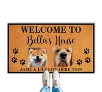 VUZUCOSH Personalized Dog Doormat Custom Funny Pet Welcome Mat, Custom Dog Photo Doormats - No Slip Kitchen Rugs and Bath Mat House Warming New Home Gifts