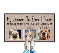 VUZUCOSH Personalized Dog Doormat Welcome to Our Home Door Mat Custom Funny Pet Welcome Mat, Custom Dog Photo Doormats - No Slip Kitchen Rugs and Bath Mat House Warming Gifts